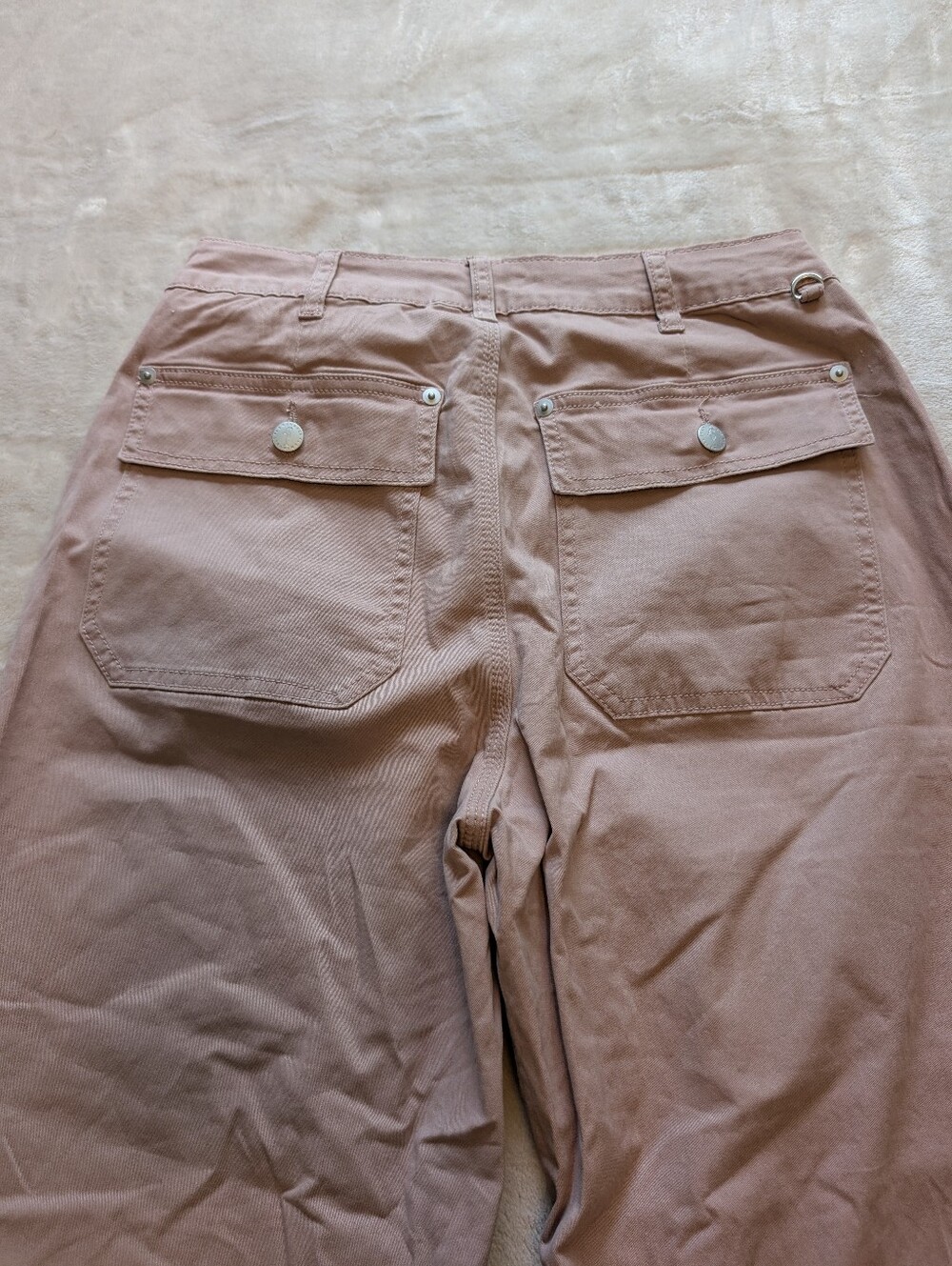 Flamingals Mid Waist Wide Leg Pink Pants Raw Hem NWT Medium - Picture 7 of 8